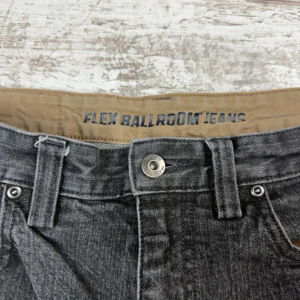 Duluth Trading Flex Ballroom Jeans Mens 32x28.5 Washed Black Stretch Gusseted
